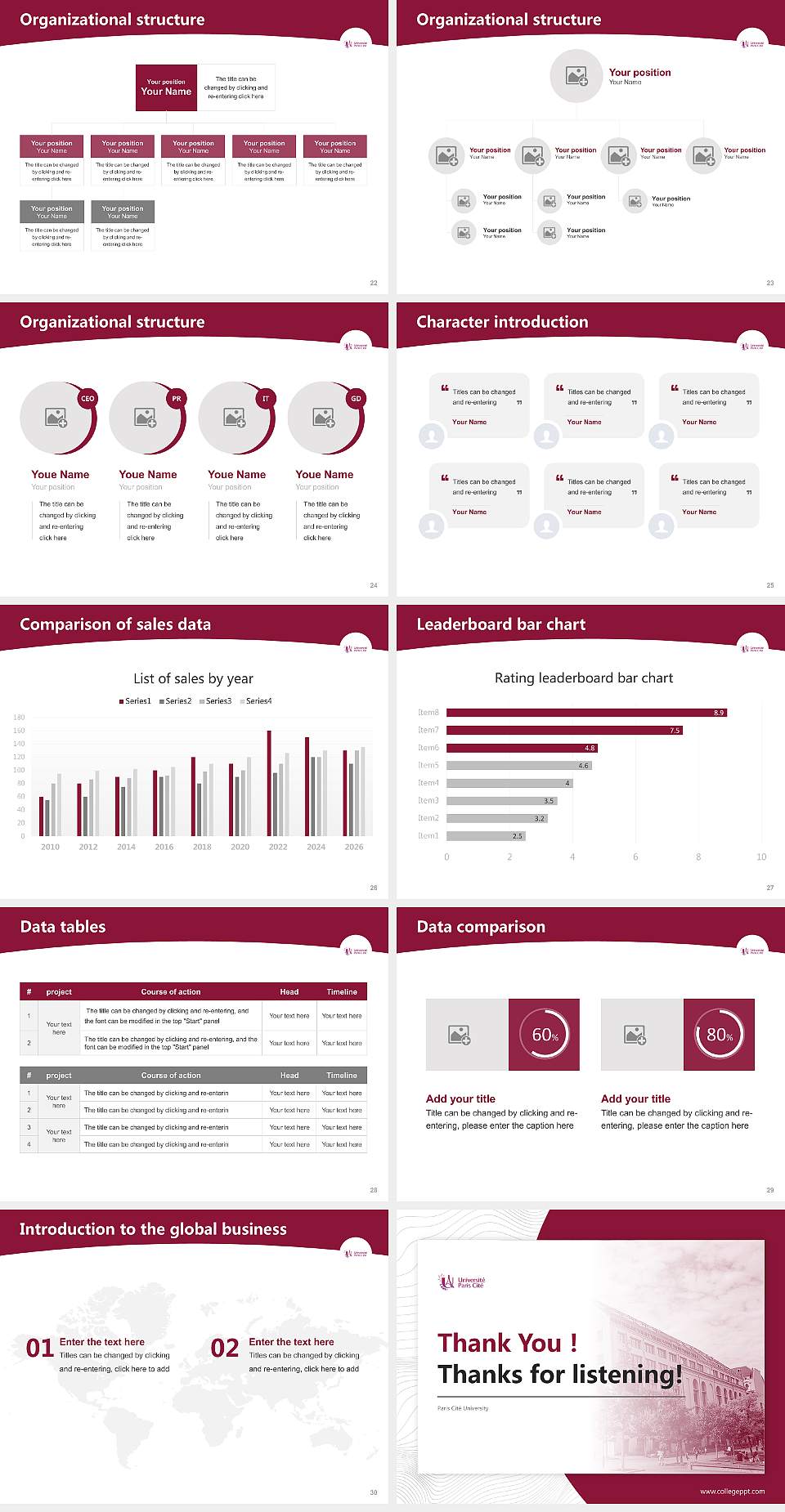 Paris Cité University Academic Presentation/Research Findings Report PPT Template4:3 ratio PPT effect preview image4