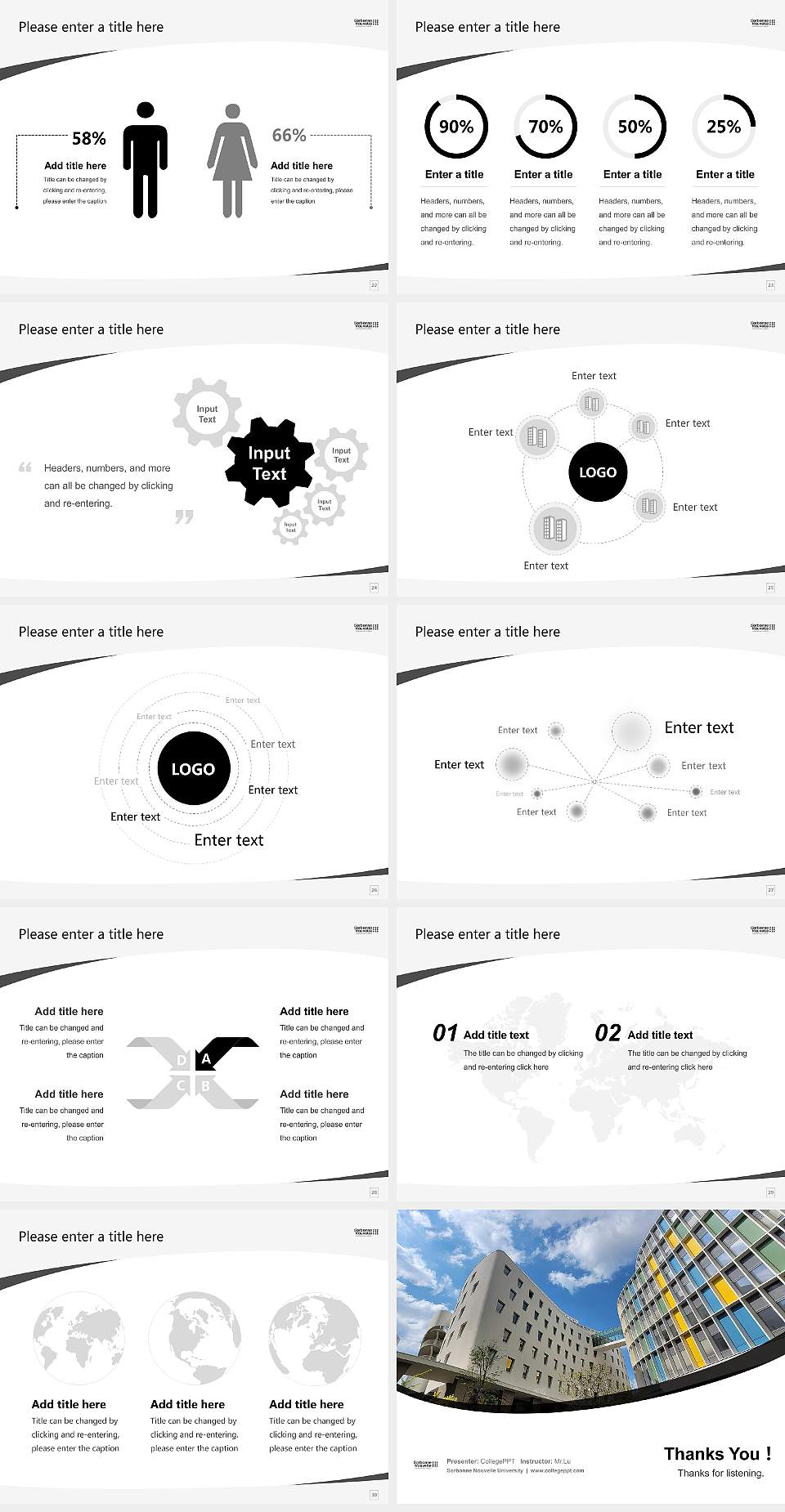 Sorbonne Nouvelle University Course/Courseware Creation PPT Template4:3 ratio PPT effect preview image4