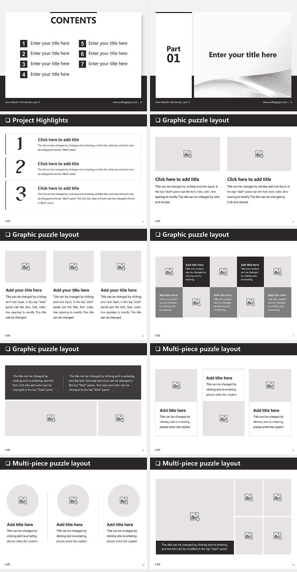 Jean Moulin University Lyon 3 General PPT Template4:3 ratio PPT effect preview image2