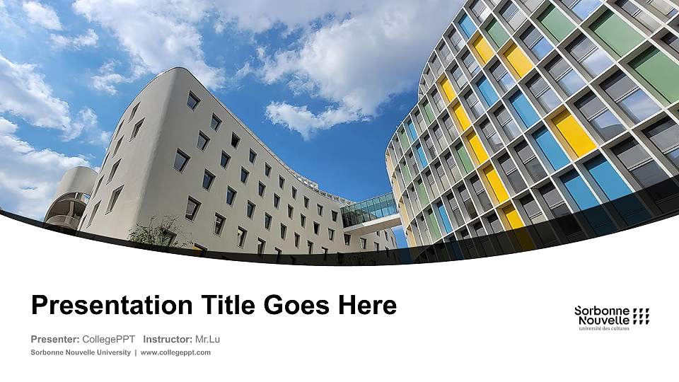Sorbonne Nouvelle University Course/Courseware Creation PPT Template16:9 ratio PPT effect preview image