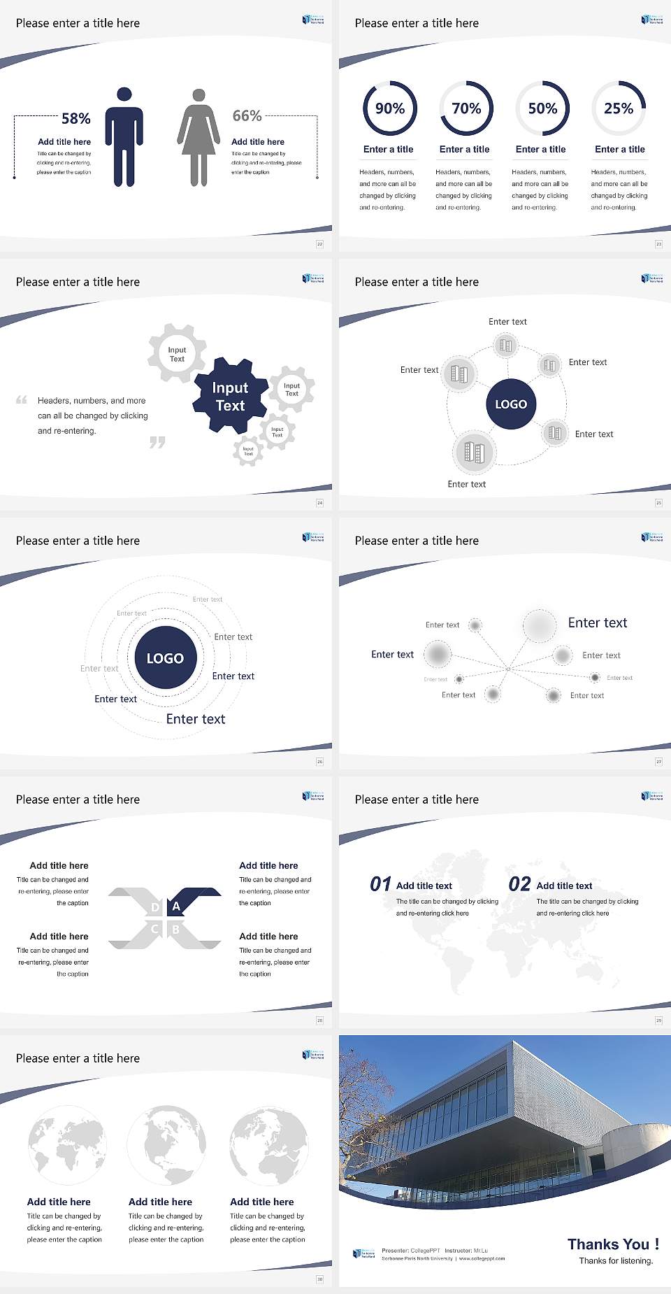 Sorbonne Paris North University Course/Courseware Creation PPT Template4:3 ratio PPT effect preview image4