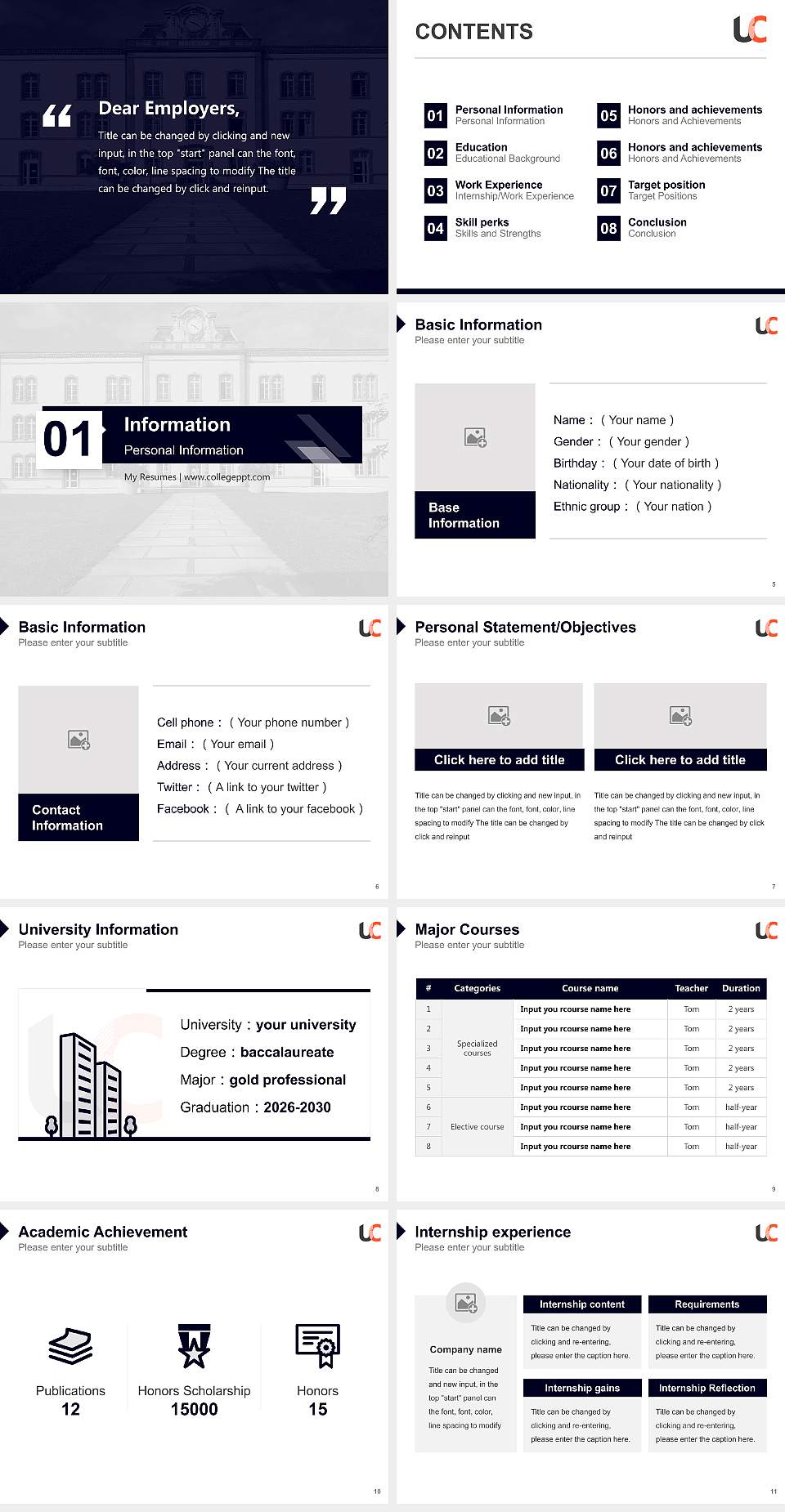 Champollion National University Institute Resume PPT Template4:3 ratio PPT effect preview image2