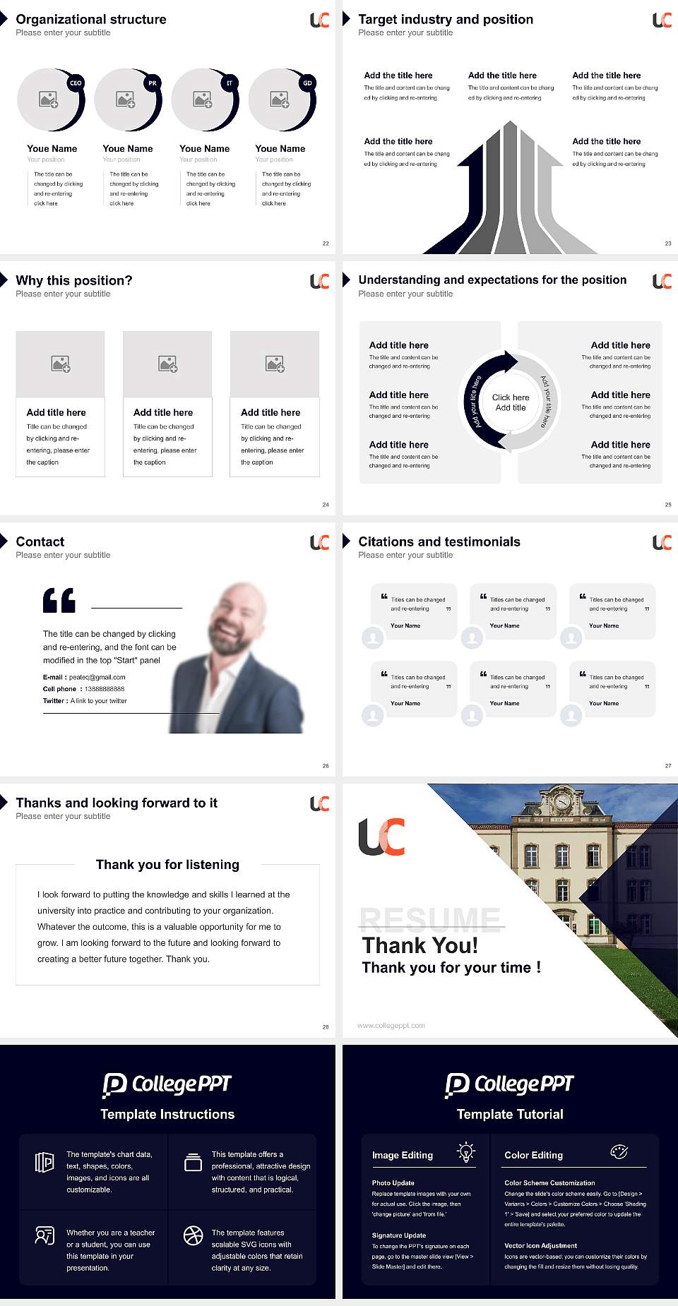 Champollion National University Institute Resume PPT Template4:3 ratio PPT effect preview image4
