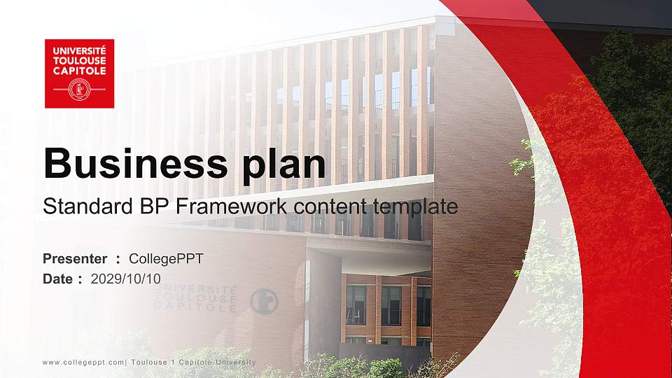 Toulouse 1 Capitole University Competition/Entrepreneurship Contest PPT Template16:9 ratio PPT effect preview image