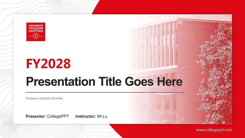 Toulouse 1 Capitole University Academic Presentation/Research Findings Report PPT Template16:9 ratio PPT effect preview image