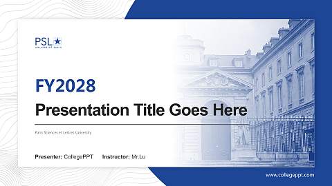 Paris Sciences et Lettres University Academic Presentation/Research Findings Report PPT Template