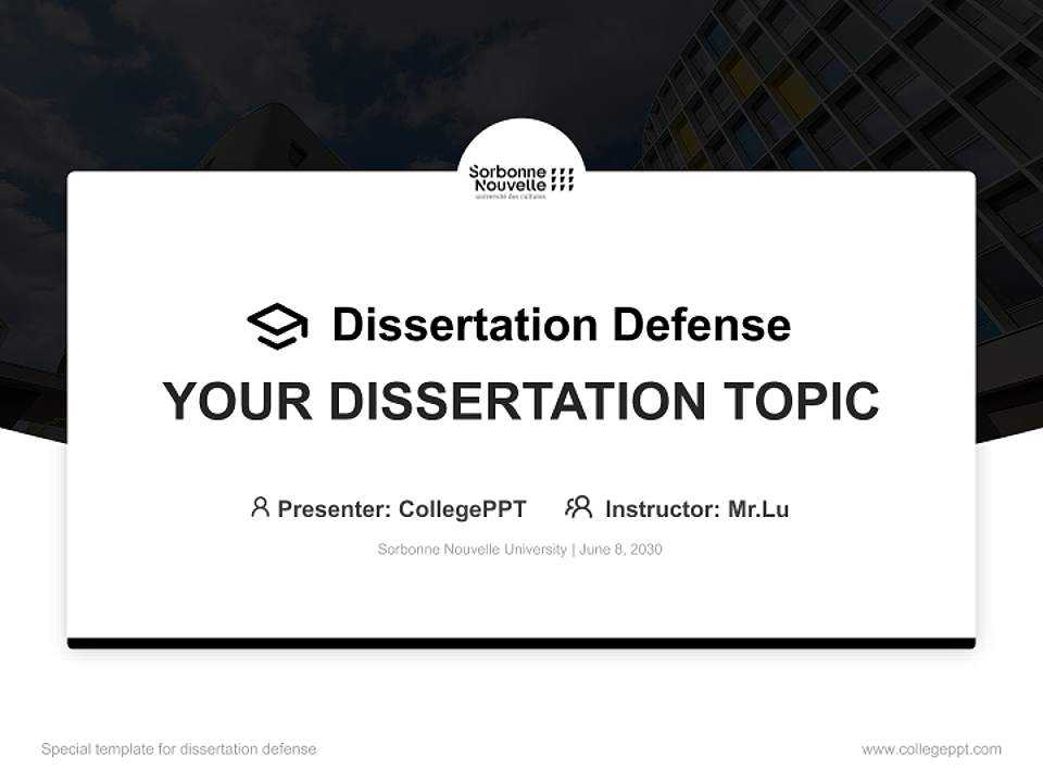 Sorbonne Nouvelle University Graduation Thesis Defense PPT Template4:3 ratio PPT effect preview image7