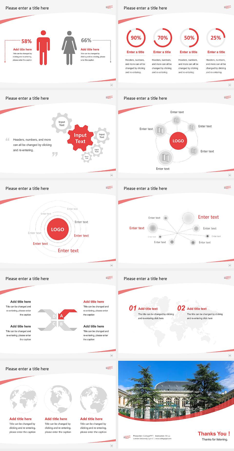 Lumière University Lyon 2 Course/Courseware Creation PPT Template4:3 ratio PPT effect preview image4