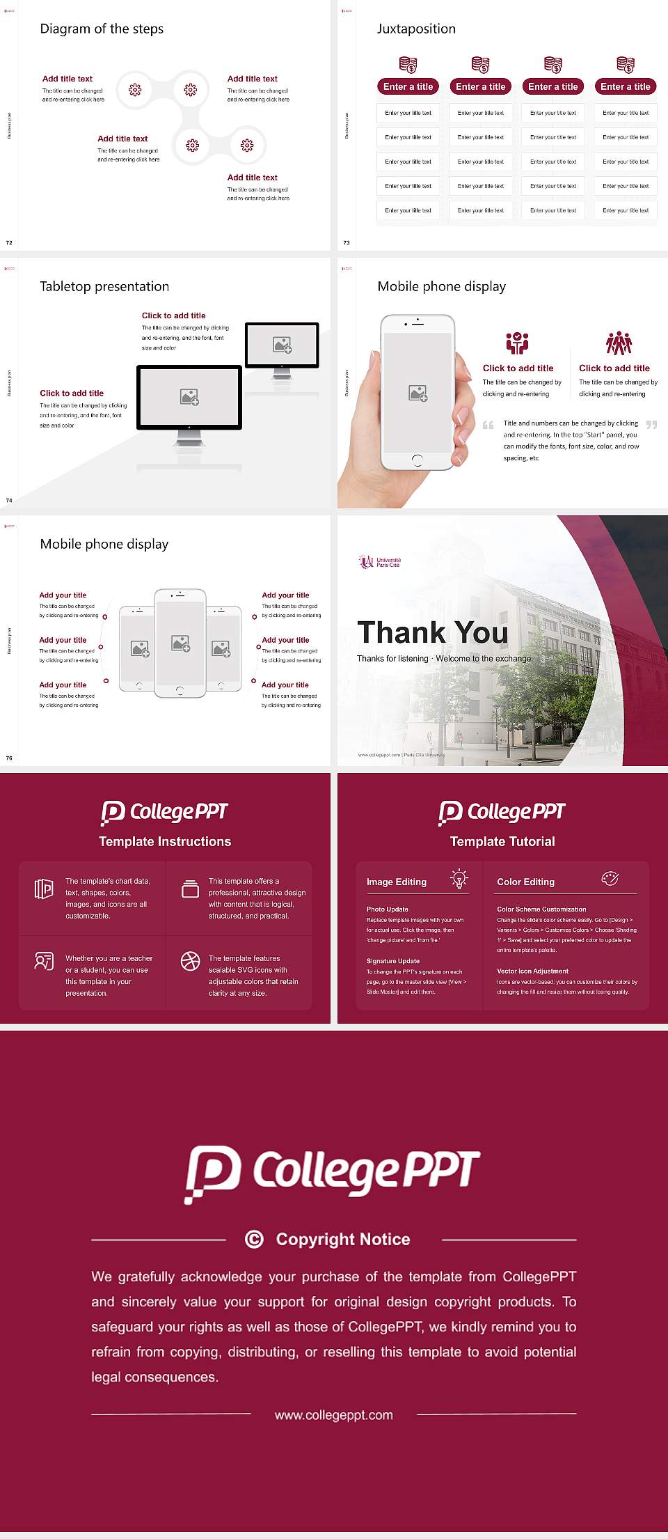 Paris Cité University Competition/Entrepreneurship Contest PPT Template4:3 ratio PPT effect preview image9