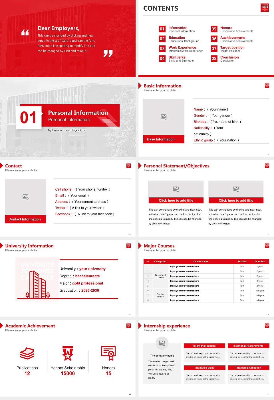 Toulouse 1 Capitole University Resume PPT Template16:9 ratio PPT effect preview image2