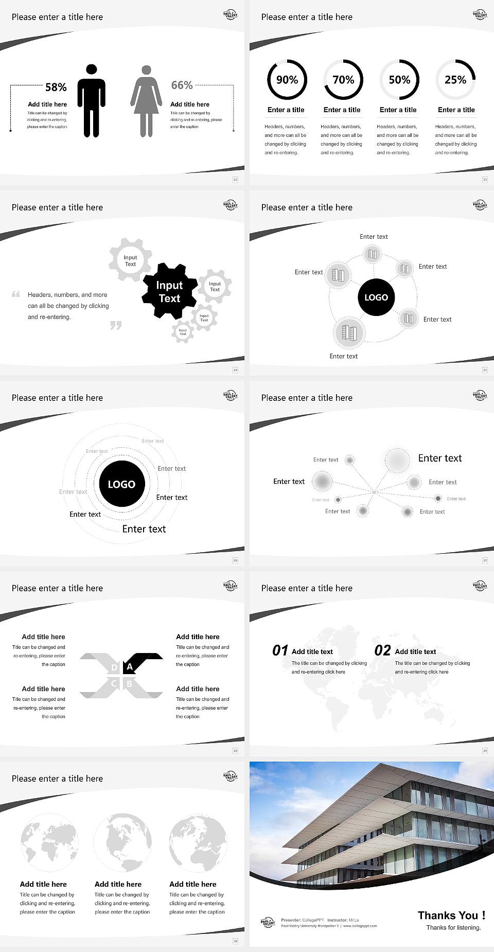 Paul-Valéry University Montpellier 3 Course/Courseware Creation PPT Template4:3 ratio PPT effect preview image4