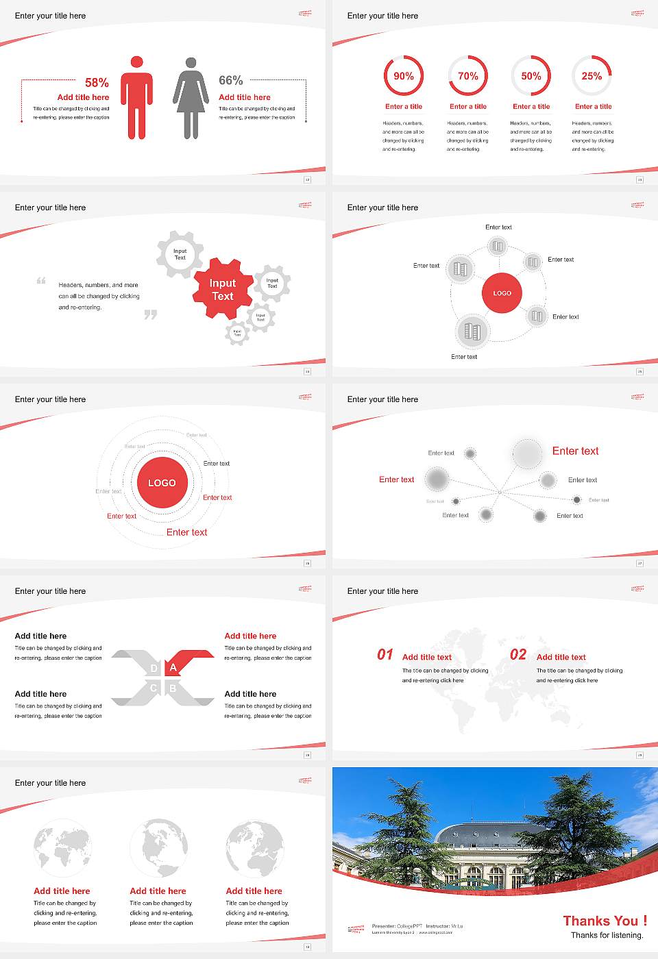 Lumière University Lyon 2 Course/Courseware Creation PPT Template16:9 ratio PPT effect preview image4