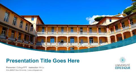 Côte d’Azur University Course/Courseware Creation PPT Template