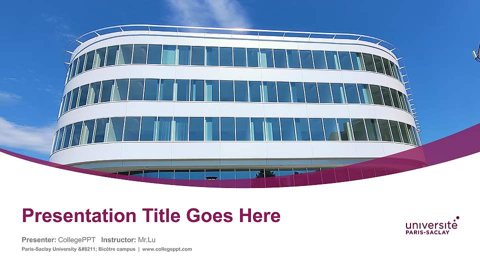Paris-Saclay University – Bicêtre campus Course/Courseware Creation PPT Template16:9 ratio PPT effect preview image