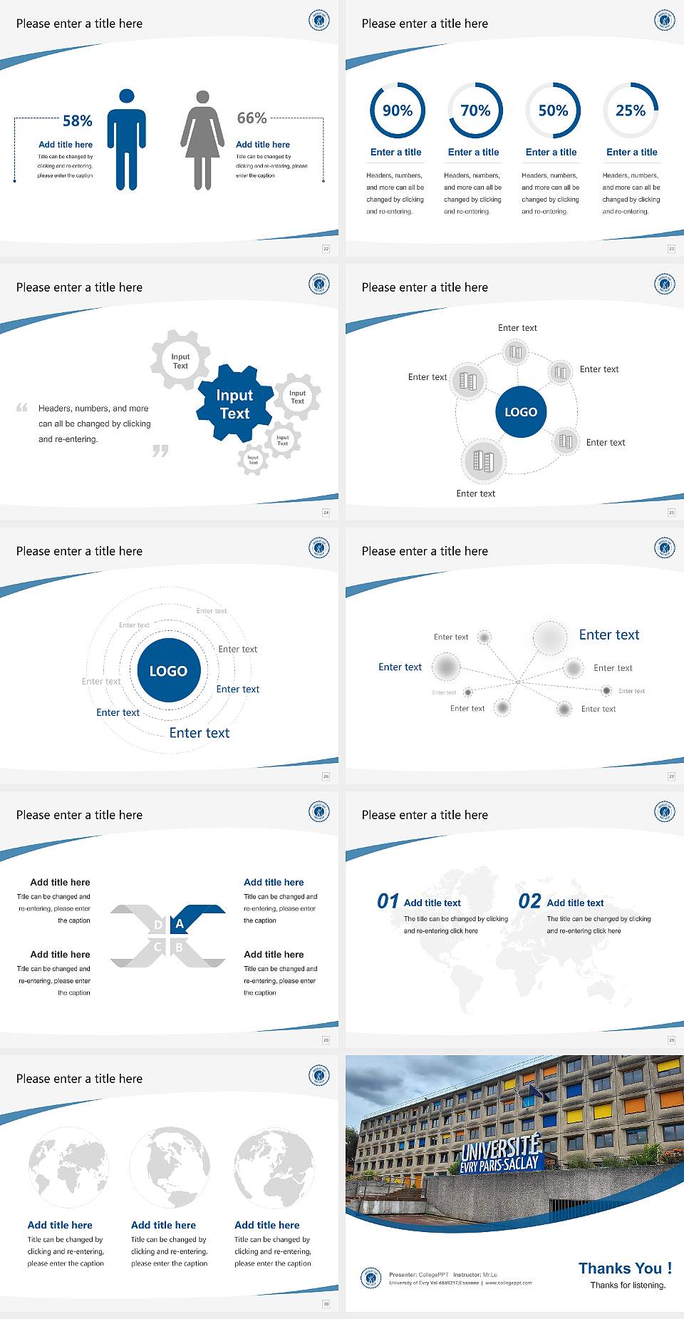 University of Évry Val d’Essonne Course/Courseware Creation PPT Template4:3 ratio PPT effect preview image4