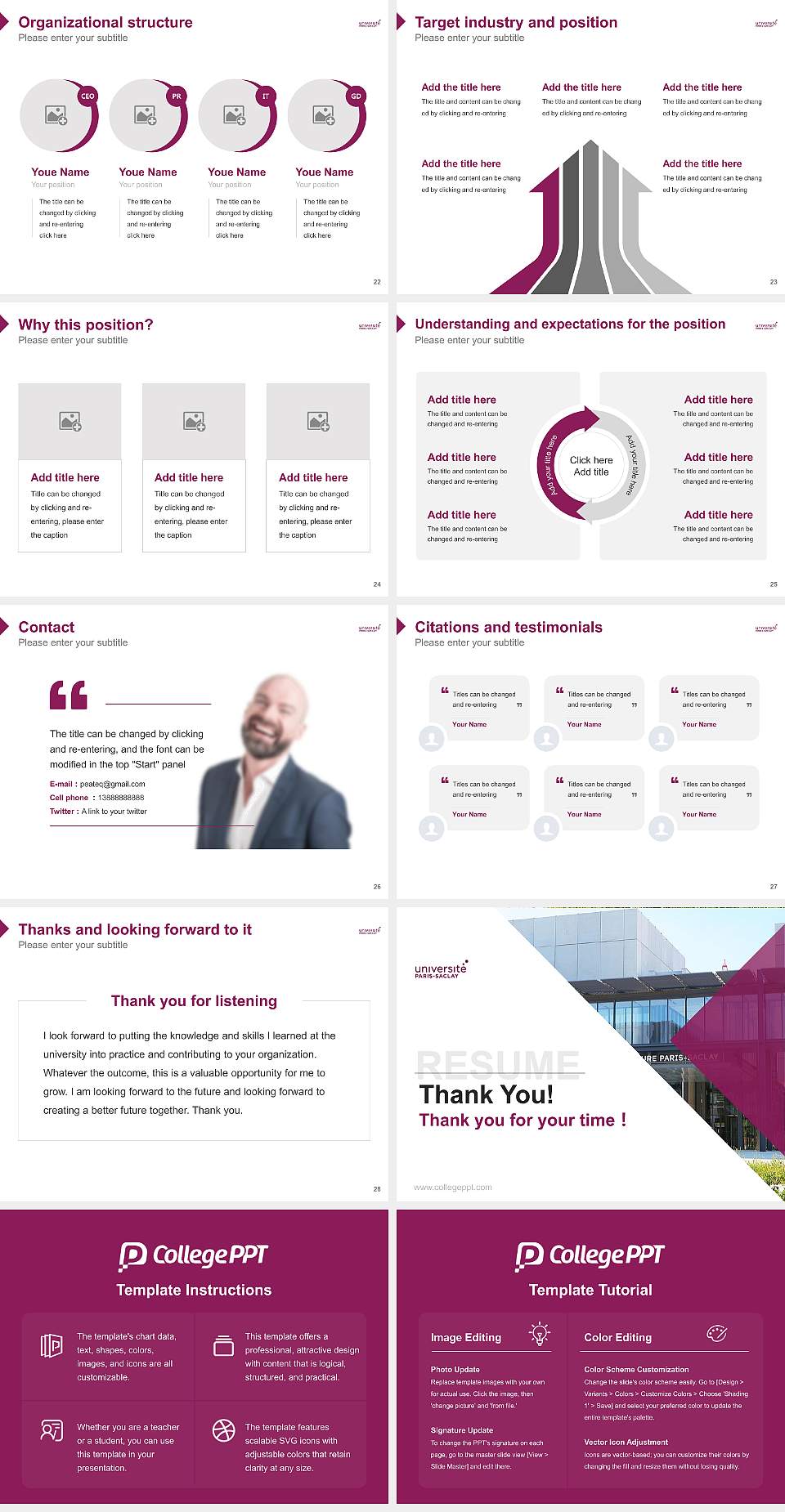 Paris-Saclay University Resume PPT Template4:3 ratio PPT effect preview image4