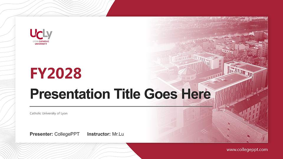 Catholic University of Lyon Academic Presentation/Research Findings Report PPT Template16:9 ratio PPT effect preview image