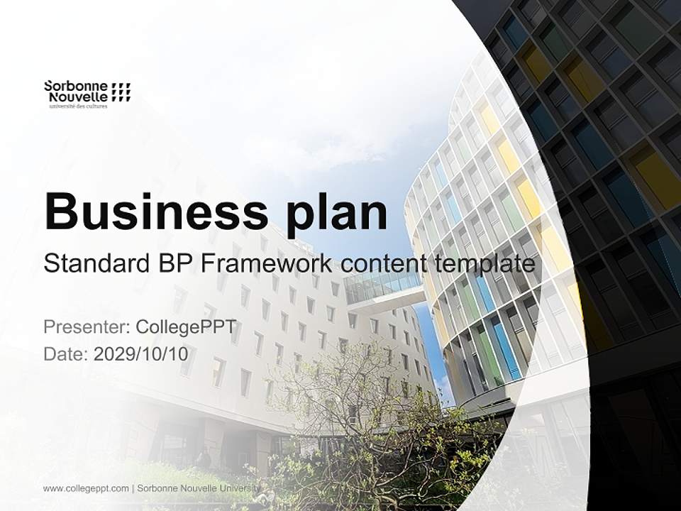 Sorbonne Nouvelle University Competition/Entrepreneurship Contest PPT Template4:3 ratio PPT effect preview image9