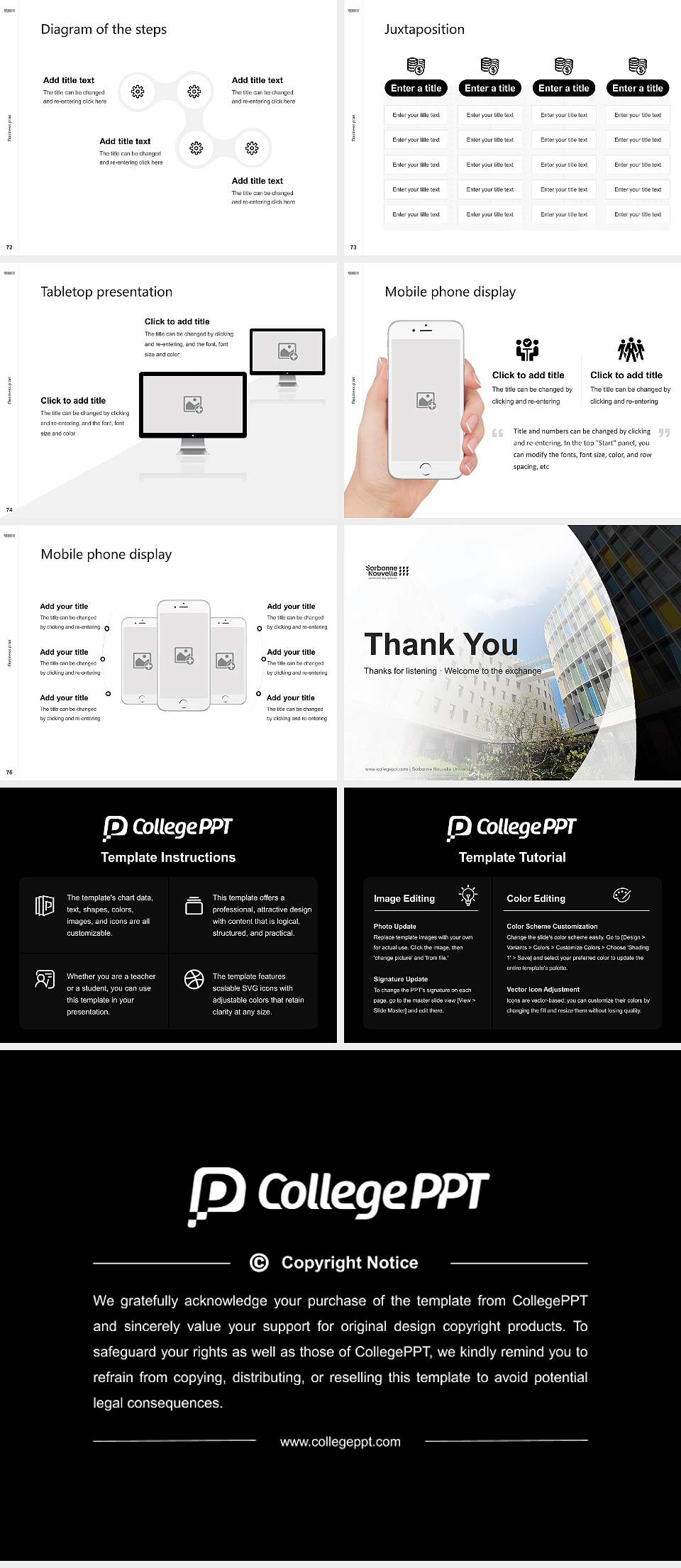Sorbonne Nouvelle University Competition/Entrepreneurship Contest PPT Template4:3 ratio PPT effect preview image9