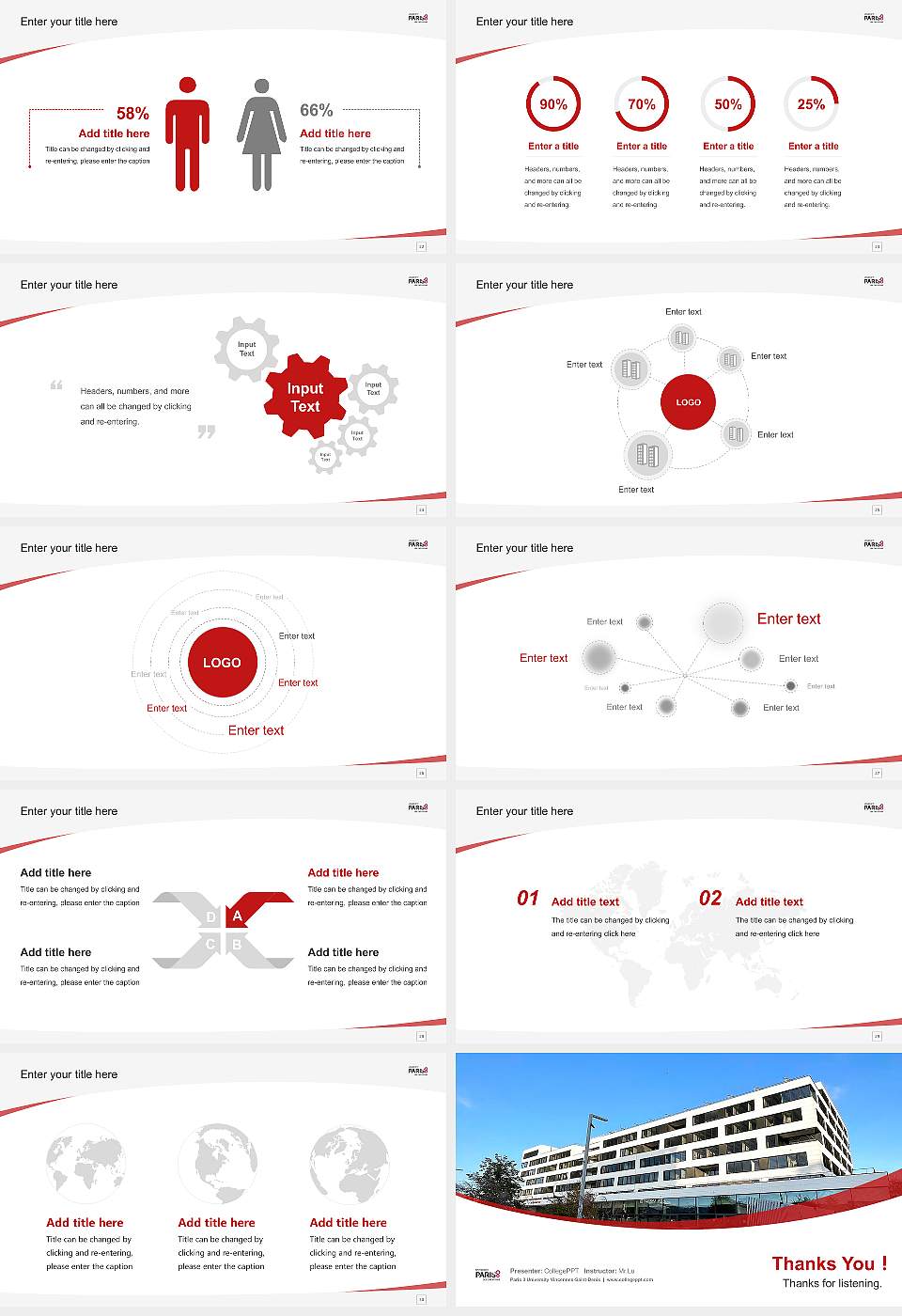 Paris 8 University Vincennes-Saint-Denis Course/Courseware Creation PPT Template16:9 ratio PPT effect preview image4