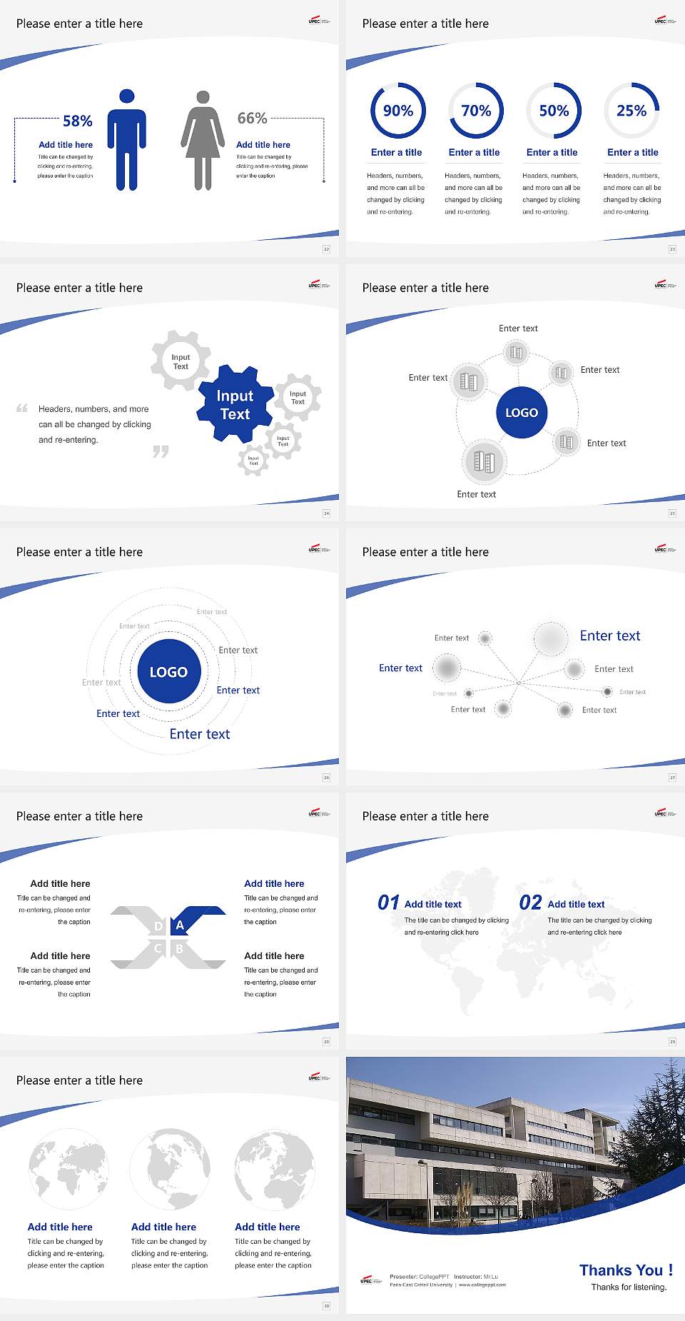 Paris-East Créteil University Course/Courseware Creation PPT Template4:3 ratio PPT effect preview image4