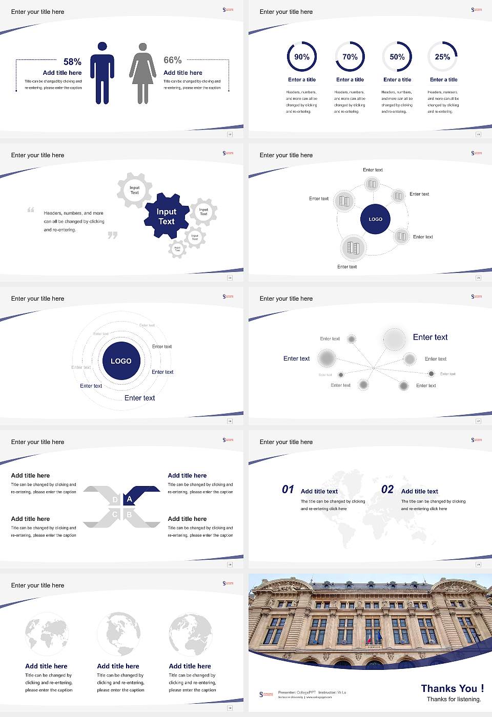Sorbonne University Course/Courseware Creation PPT Template16:9 ratio PPT effect preview image4
