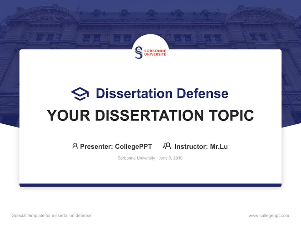 Sorbonne University Graduation Thesis Defense PPT Template4:3 ratio PPT effect preview image7