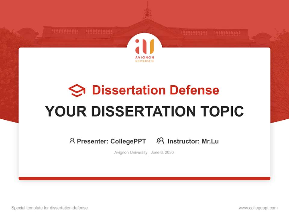 Avignon University Graduation Thesis Defense PPT Template4:3 ratio PPT effect preview image7
