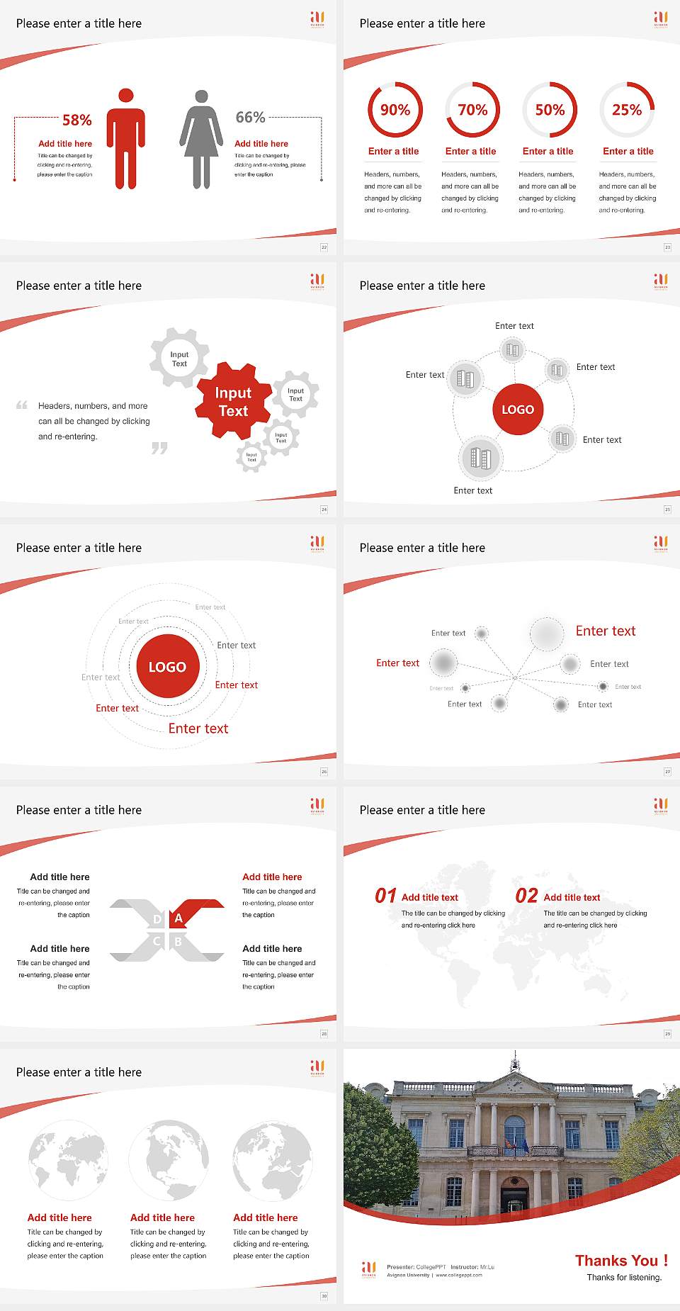 Avignon University Course/Courseware Creation PPT Template4:3 ratio PPT effect preview image4