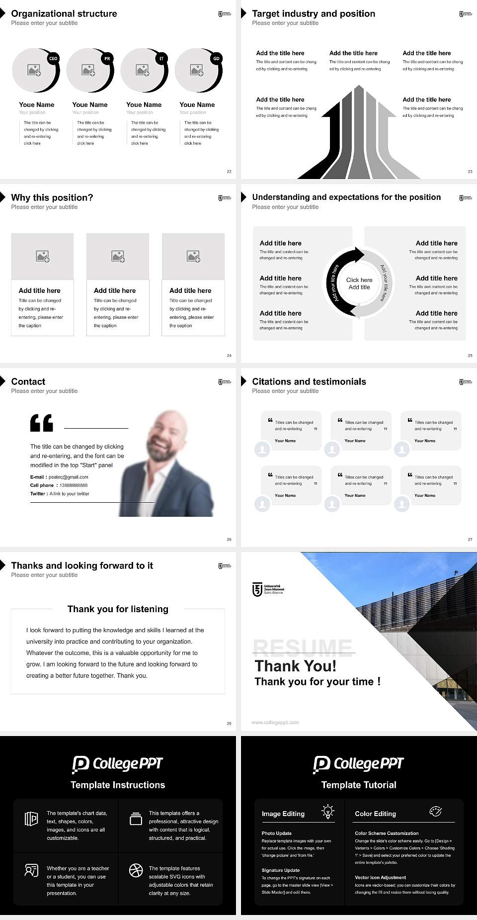 Jean Monnet University Saint-Étienne Resume PPT Template4:3 ratio PPT effect preview image4