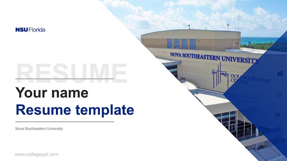 Nova Southeastern University Resume PPT Template16:9 ratio PPT effect preview image