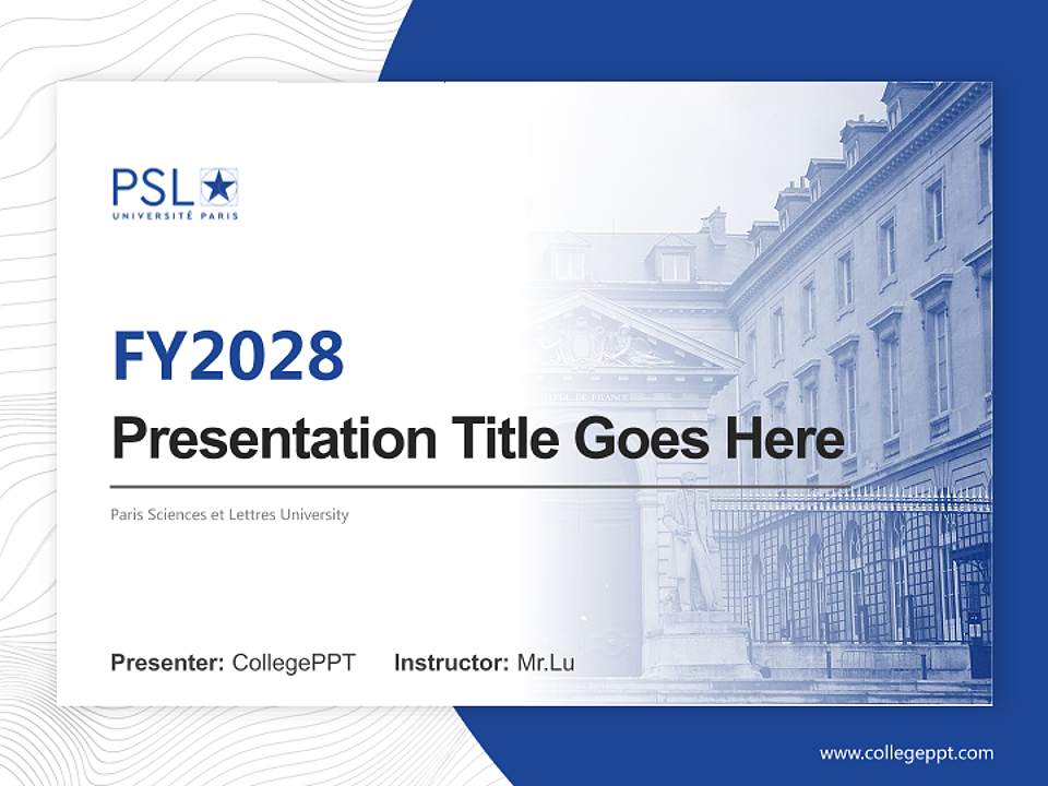Paris Sciences et Lettres University Academic Presentation/Research Findings Report PPT Template4:3 ratio PPT effect preview image5