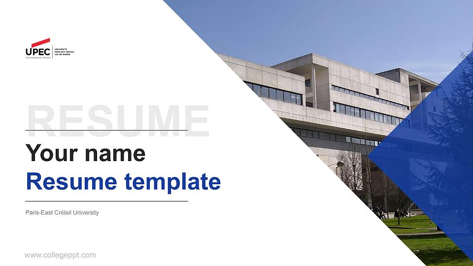 Paris-East Créteil University Resume PPT Template16:9 ratio PPT effect preview image