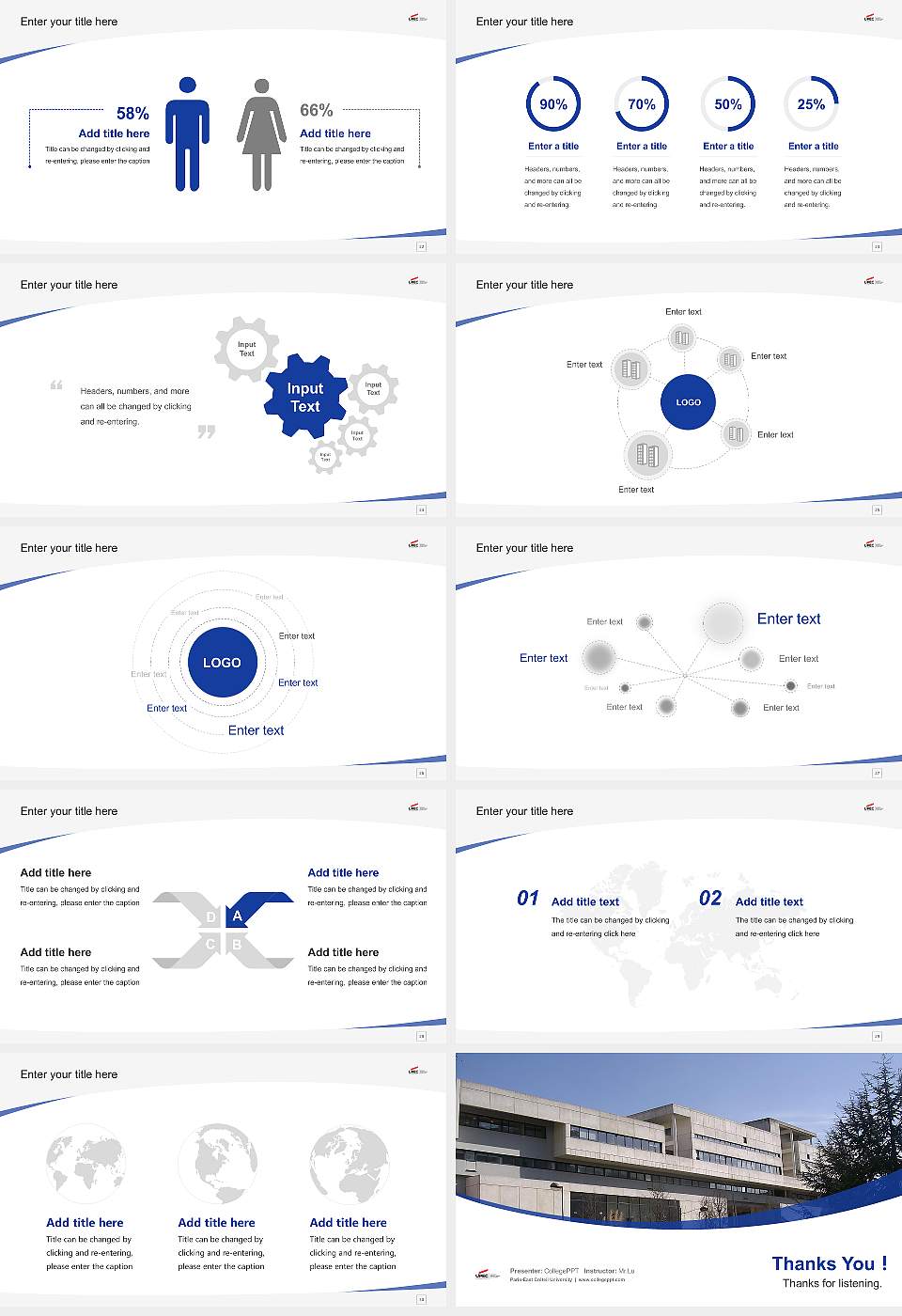 Paris-East Créteil University Course/Courseware Creation PPT Template16:9 ratio PPT effect preview image4