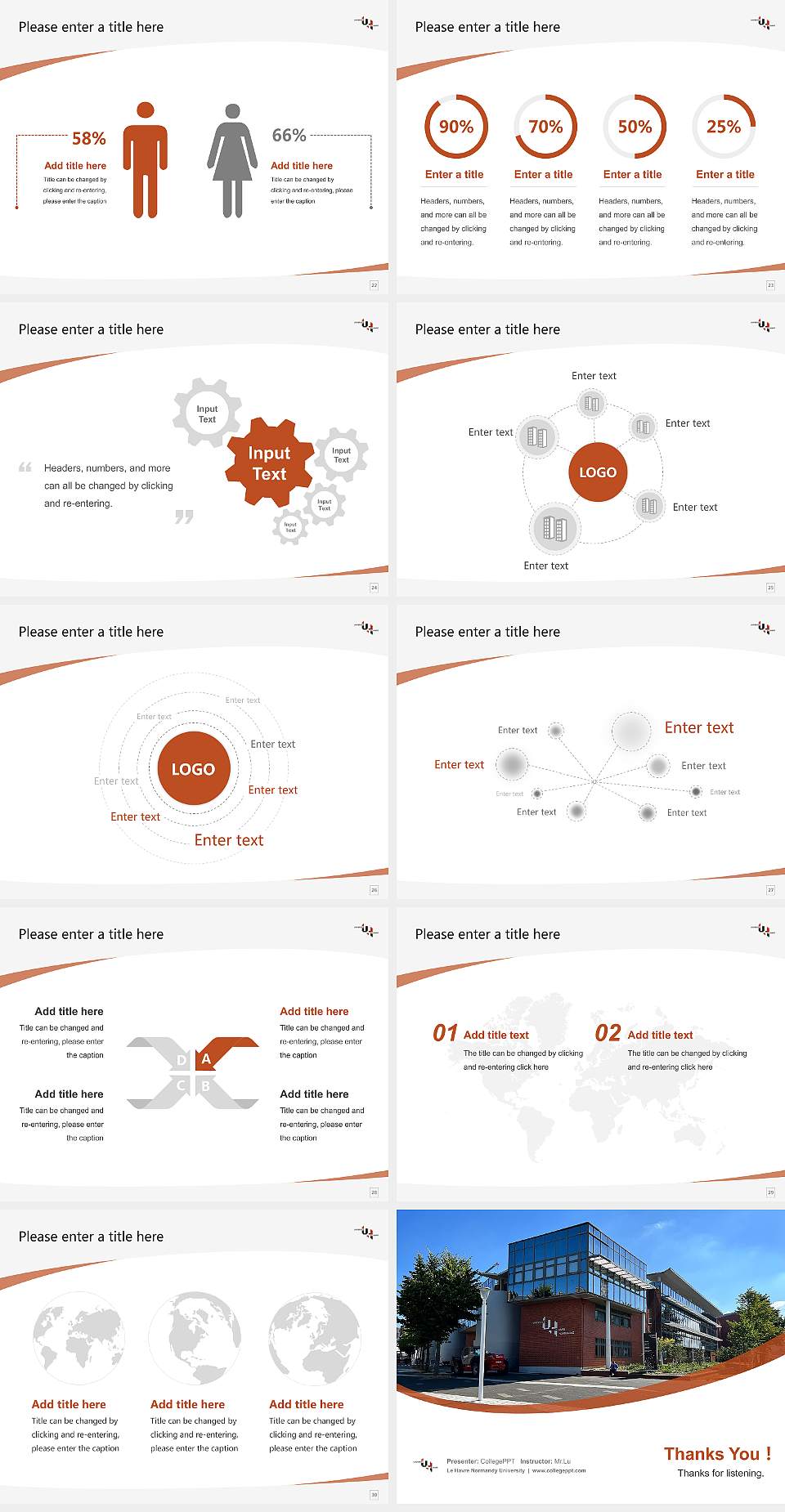 Le Havre Normandy University Course/Courseware Creation PPT Template4:3 ratio PPT effect preview image4