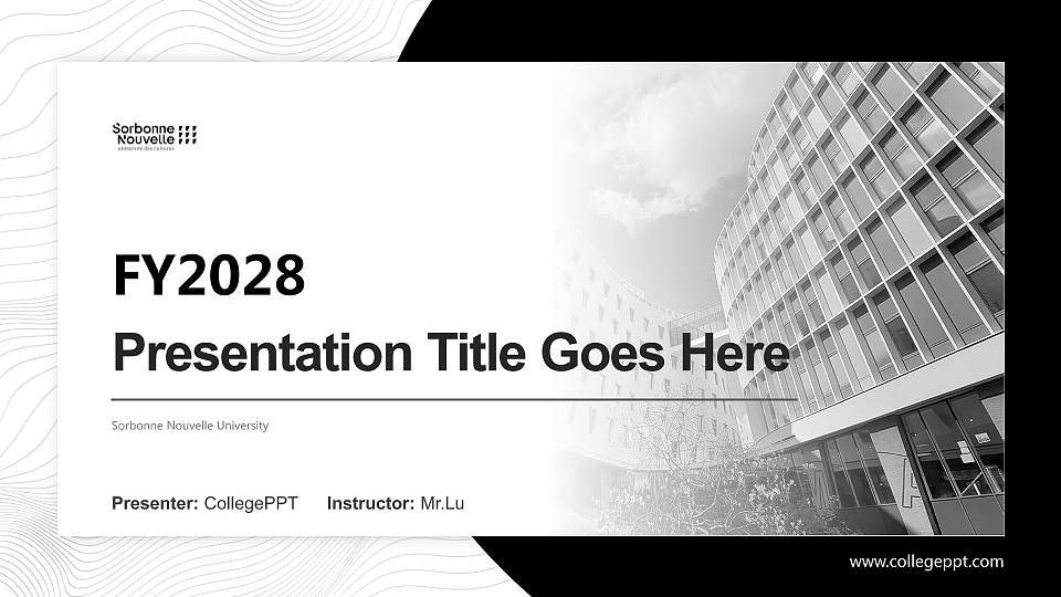 Sorbonne Nouvelle University Academic Presentation/Research Findings Report PPT Template16:9 ratio PPT effect preview image
