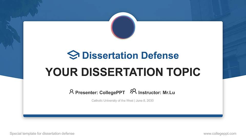 Catholic University of the West Graduation Thesis Defense PPT Template16:9 ratio PPT effect preview image