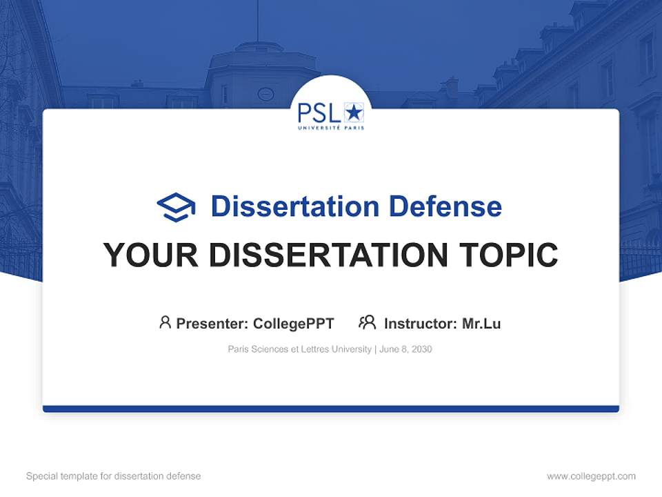 Paris Sciences et Lettres University Graduation Thesis Defense PPT Template4:3 ratio PPT effect preview image7