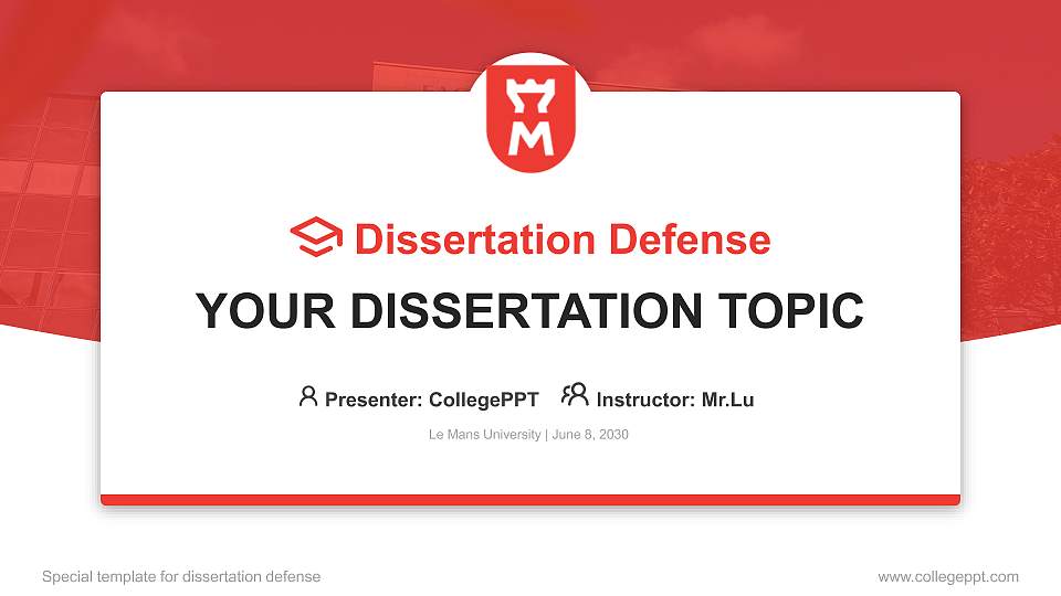Le Mans University Graduation Thesis Defense PPT Template16:9 ratio PPT effect preview image