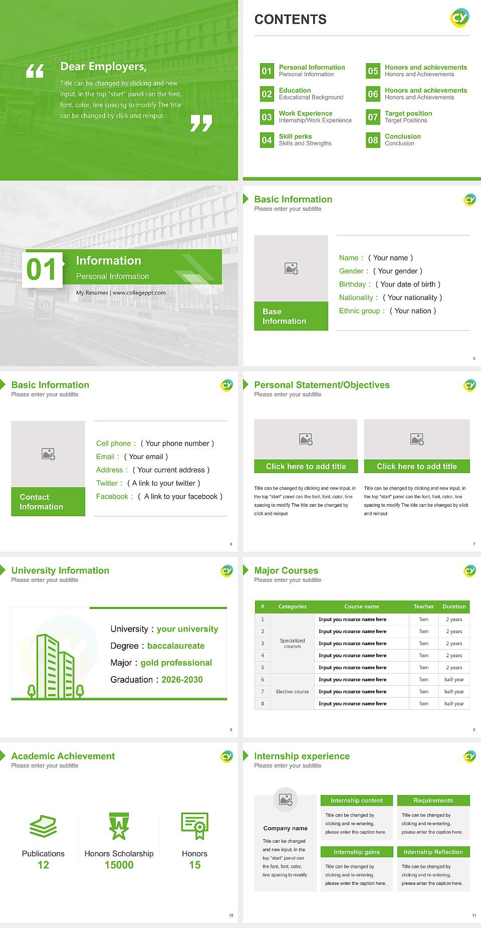 CY Cergy Paris University Resume PPT Template4:3 ratio PPT effect preview image2
