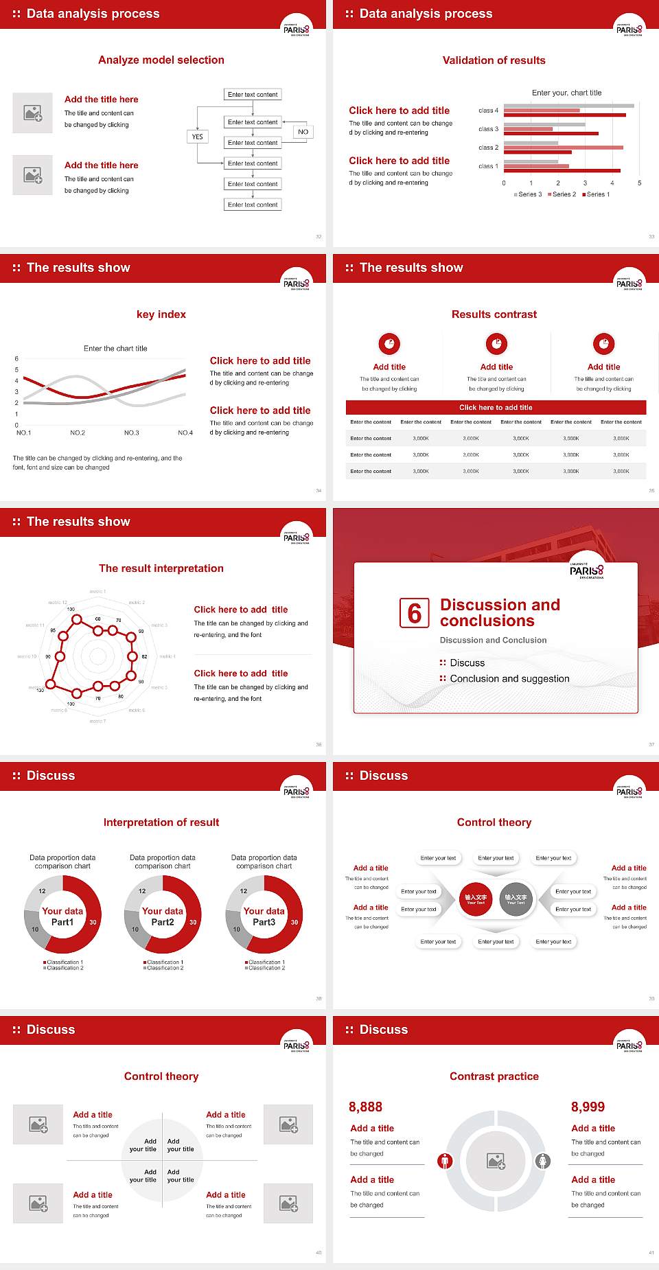 Paris 8 University Vincennes-Saint-Denis Graduation Thesis Defense PPT Template4:3 ratio PPT effect preview image5