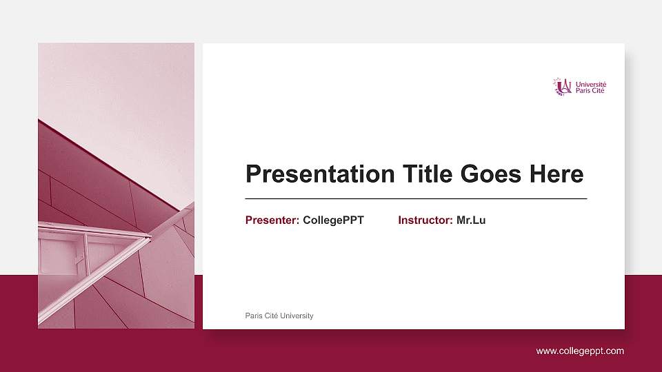 Paris Cité University General PPT Template16:9 ratio PPT effect preview image