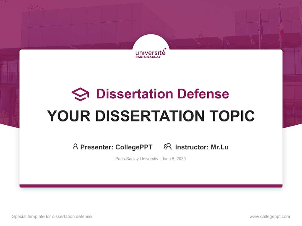 Paris-Saclay University Graduation Thesis Defense PPT Template4:3 ratio PPT effect preview image7