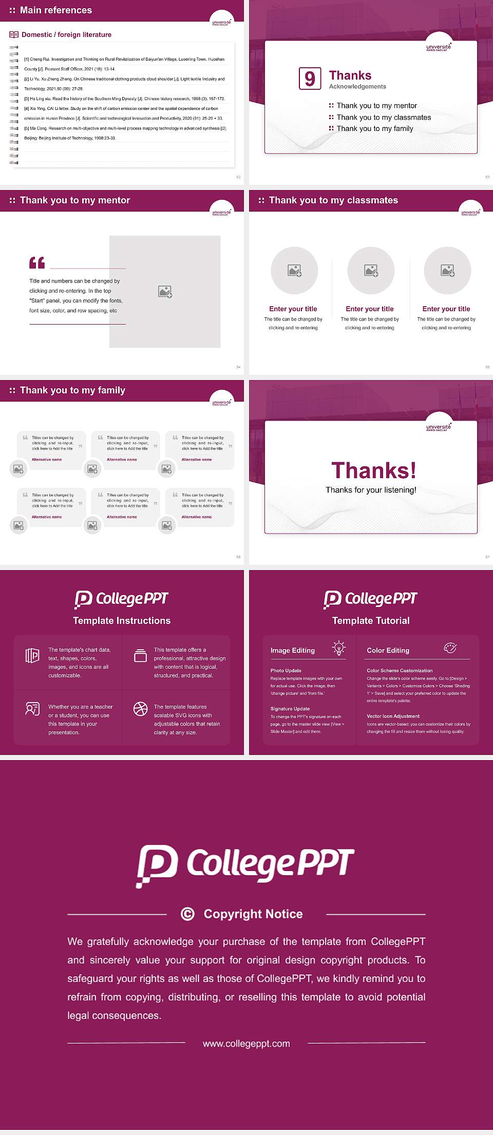 Paris-Saclay University Graduation Thesis Defense PPT Template4:3 ratio PPT effect preview image7