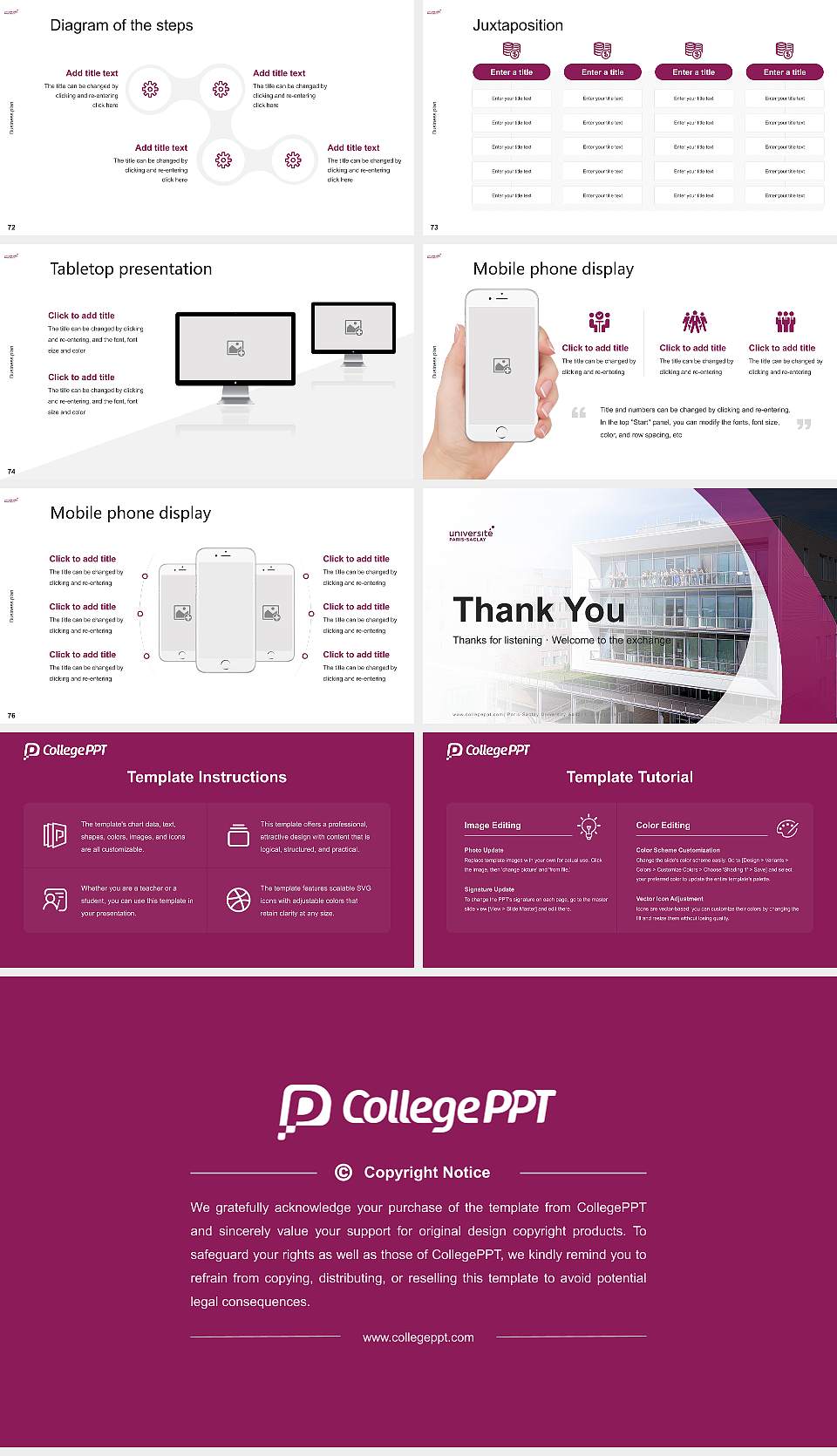 Paris-Saclay University – Sceaux campus Competition/Entrepreneurship Contest PPT Template16:9 ratio PPT effect preview image9