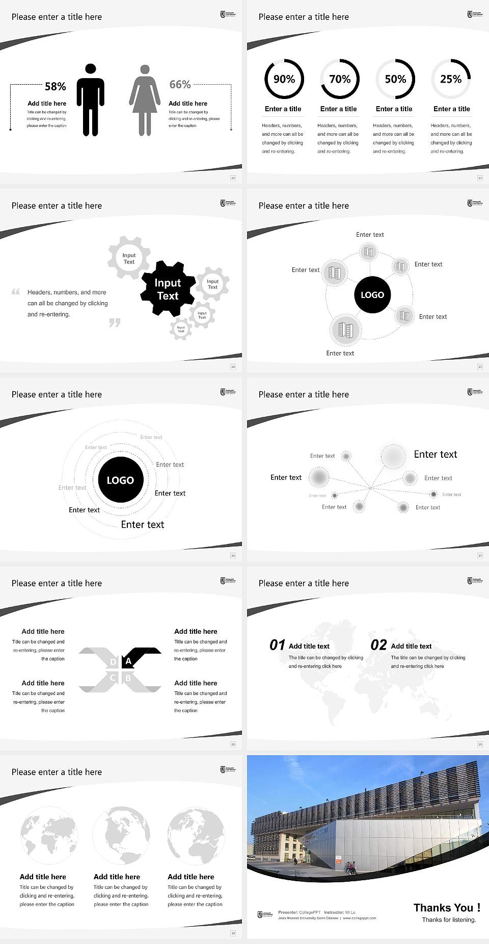 Jean Monnet University Saint-Étienne Course/Courseware Creation PPT Template4:3 ratio PPT effect preview image4