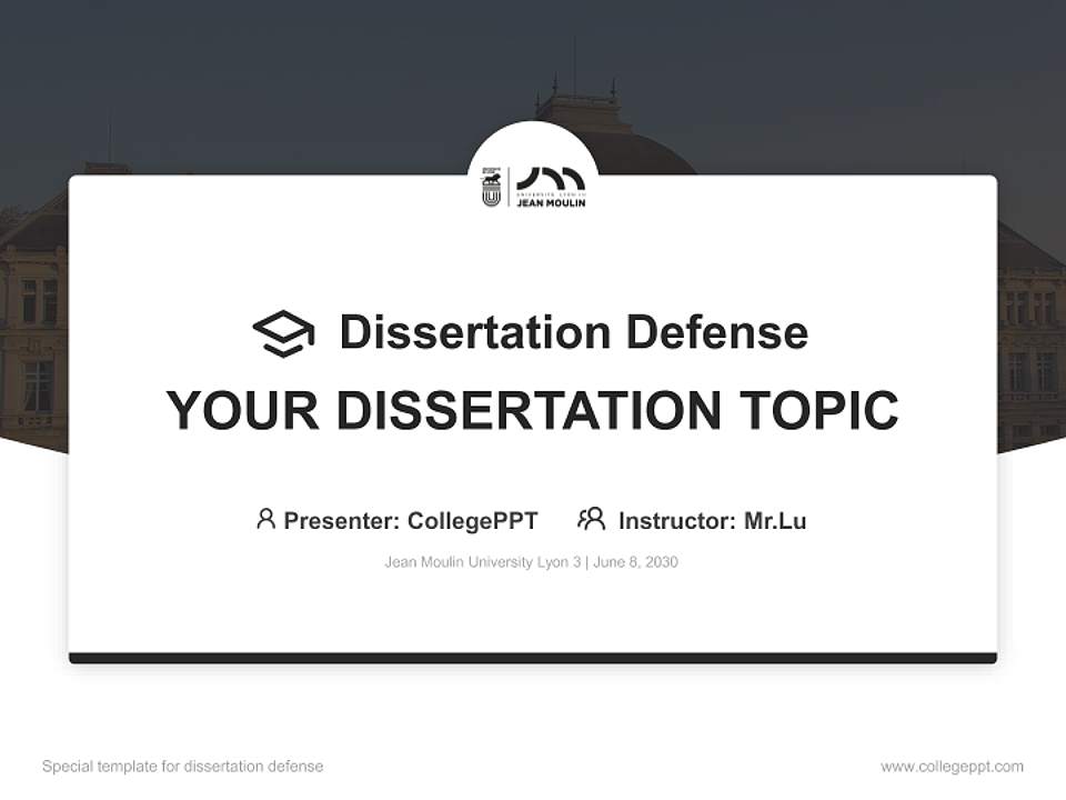 Jean Moulin University Lyon 3 Graduation Thesis Defense PPT Template4:3 ratio PPT effect preview image7