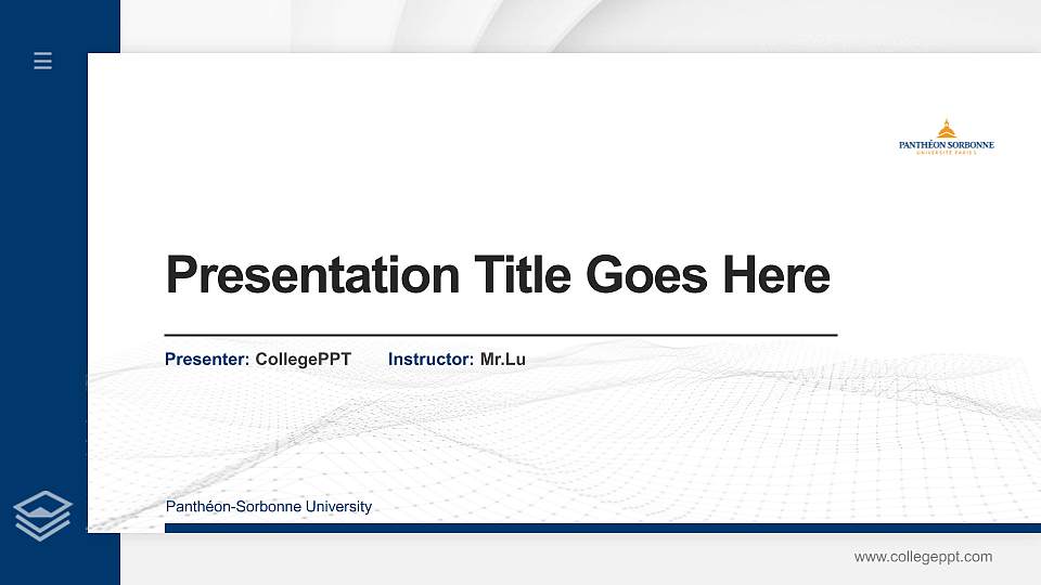 Panthéon-Sorbonne University Thesis Proposal/Graduation Defense PPT Template16:9 ratio PPT effect preview image