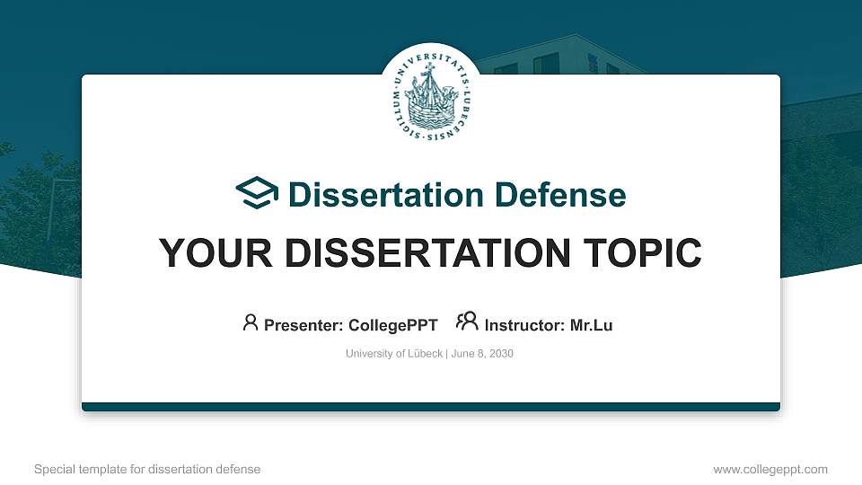 University of Lübeck Graduation Thesis Defense PPT Template16:9 ratio PPT effect preview image