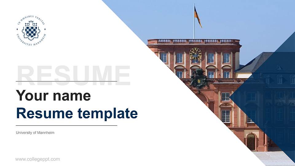 University of Mannheim Resume PPT Template16:9 ratio PPT effect preview image